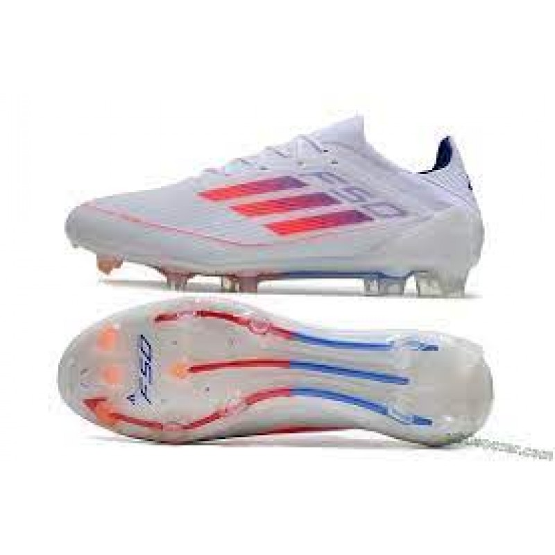 Adidas F50 Adizero FG Firm Ground Krampon - Beyaz/Kırmızı/Mavi